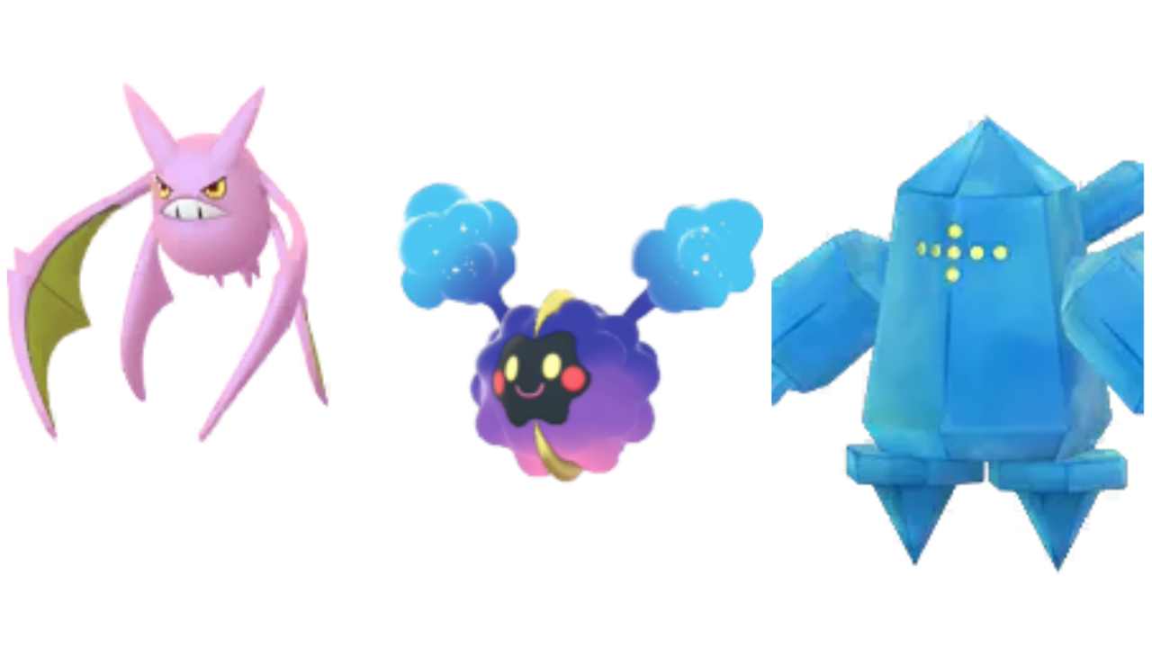 Shiny Pokémon Crobat, Cosmog and Regice